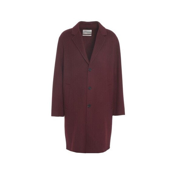 Amaranto Burgundy Cashmere-Wool Blend Coat With Classic Notched Collar - NWT
